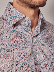 Hawes & Curtis Red/Blue Louix Paisley 100% Cotton Shirt - Image 3 of 3