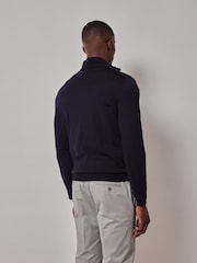 Hawes & Curtis Blue Merino 1/2 Zip Jumper - Image 2 of 3