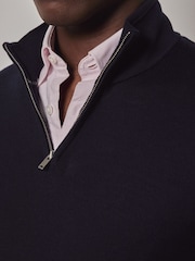 Hawes & Curtis Blue Merino 1/2 Zip Jumper - Image 3 of 3