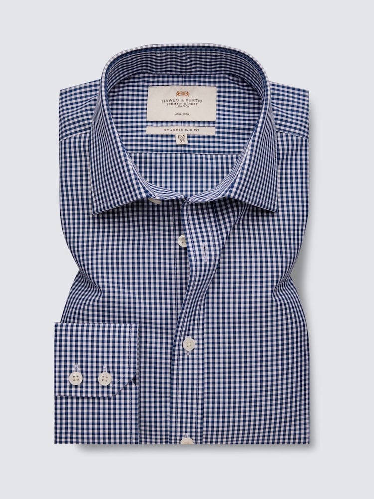 Hawes & Curtis Slim Fit Non Iron Gingham Check 100% Cotton Shirt - Image 1 of 3