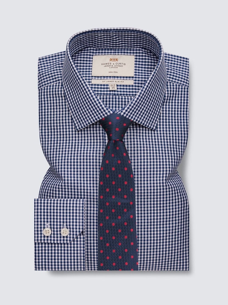 Hawes & Curtis Slim Fit Non Iron Gingham Check 100% Cotton Shirt - Image 2 of 3
