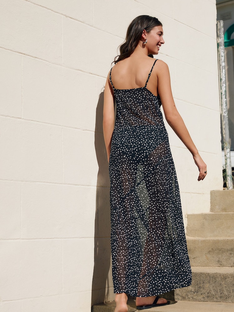 Buy Black/White Cowl Neck Sheer Slip Dress from Next USA