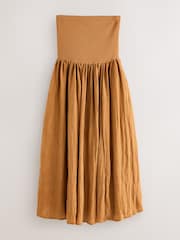 Toffee Bandeau Jersey Woven Mix Midi Dress - Image 7 of 9