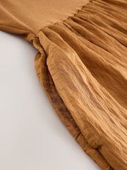 Toffee Bandeau Jersey Woven Mix Midi Dress - Image 8 of 9
