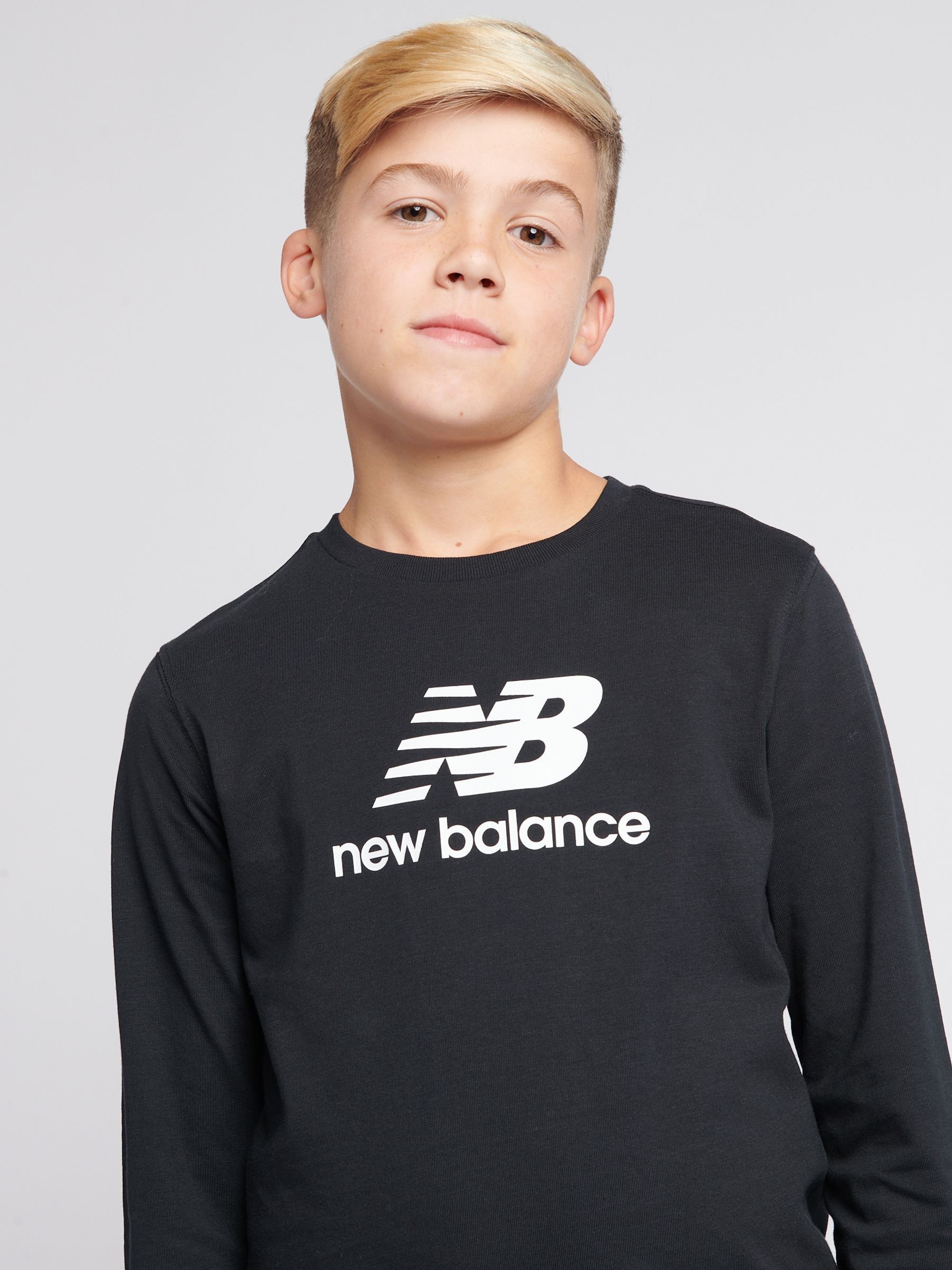 Buy New Balance Black Boys 100% Cotton Stacked Logo Long