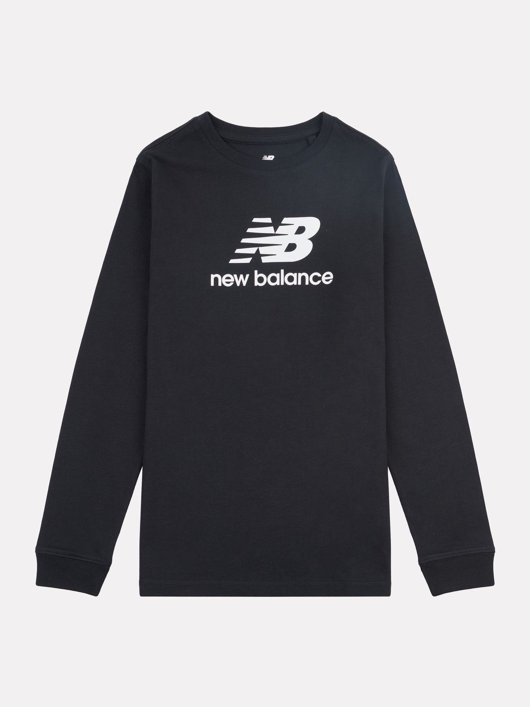 Buy New Balance Black Boys 100% Cotton Stacked Logo Long Sleeve T-Shirt  from Next Luxembourg