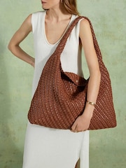 Dune London Brown Deliberate Xl Xl Woven Slouch Bag - Image 1 of 6