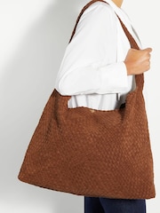Dune London Brown Deliberate Xl Xl Woven Slouch Bag - Image 2 of 6