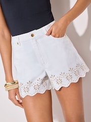 Friends Like These Cream Emroidered 100% Cotton Shorts - Image 2 of 4