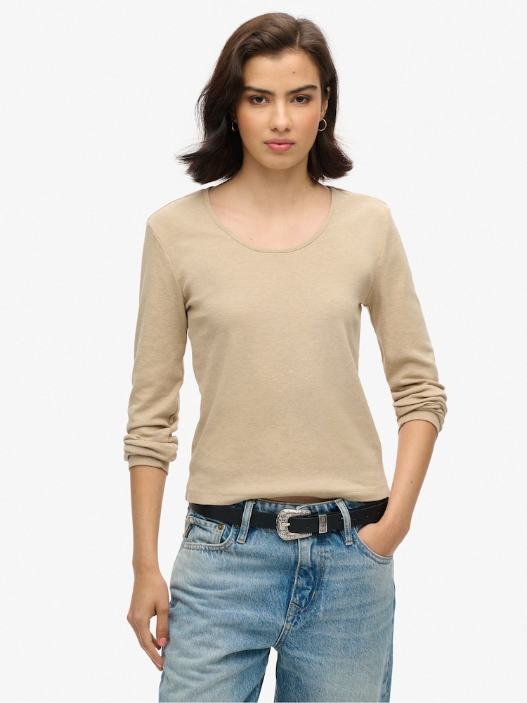 Superdry Fine Rib кругле декольте лонгслів Top - Image 1 of 3