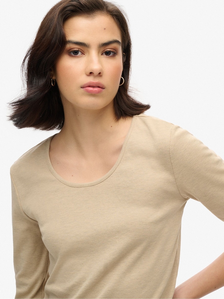Superdry Fine Rib Scoop Neck Long Sleeves Top - Imagen 3 de 3 Superdry Fine Rib Scoop Neck Long Sleeves Top - Imagen 3 de 3