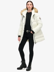 Superdry White Everest Mid Faux Fur Puffer Jacket - Image 2 of 3