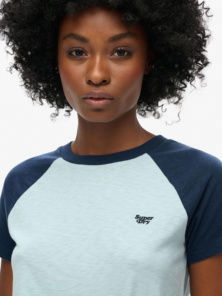 Superdry Blue Essential Logo Retro 100% Cotton T-Shirt - Image 3 of 3