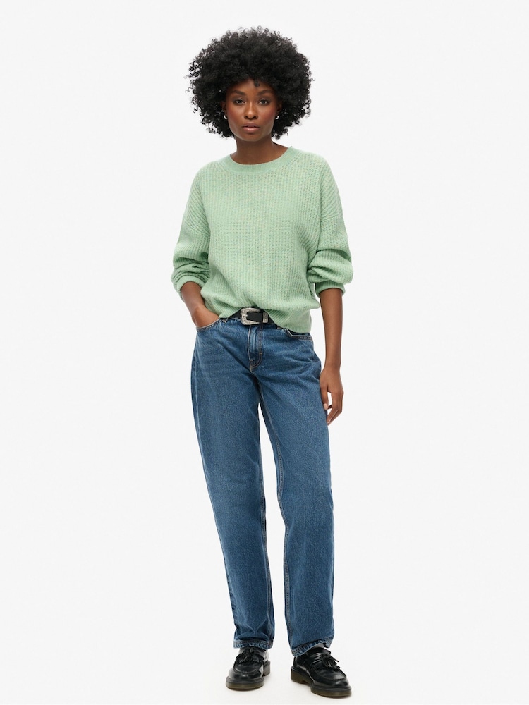 Superdry Green Brushed Crew Neck Jumper - Image 3 of 3 Superdry Green Brushed Crew Neck Jumper - Image 3 of 3