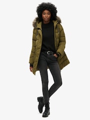 Superdry Green Everest Mid Faux Fur Puffer Jacket - Image 2 of 3