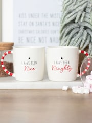 Something Different White/Brown Naughty and Nice Couples Christmas Mug Mugs - Image 1 of 3