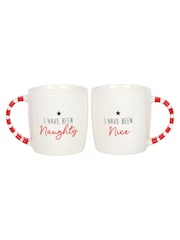 Something Different White/Brown Naughty and Nice Couples Christmas Mug Mugs - Image 2 of 3