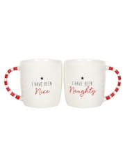 Something Different White/Brown Naughty and Nice Couples Christmas Mug Mugs - Image 3 of 3