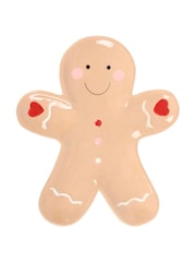 Something Different Brown Gingerbread Man Christmas Ceramic Serving Plate - Image 2 of 4