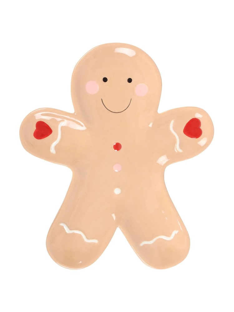Something Different Brown Gingerbread Man Christmas Ceramic Serving Plate - Image 2 of 4