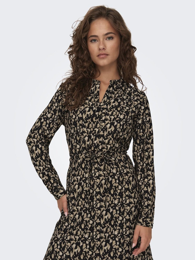 ONLY Black Graphic Printed Tie Waist Tunics - Image 1 of 6