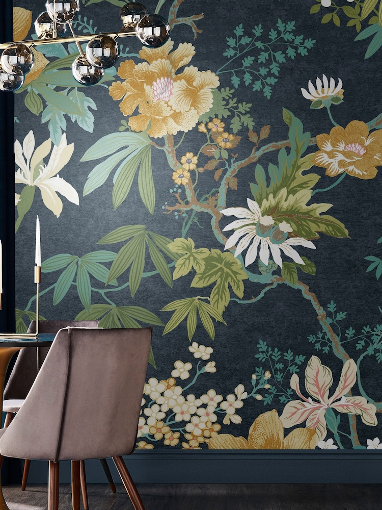 Graham & Brown Midnight Kimono Fixed 4M Mural - Image 1 of 3