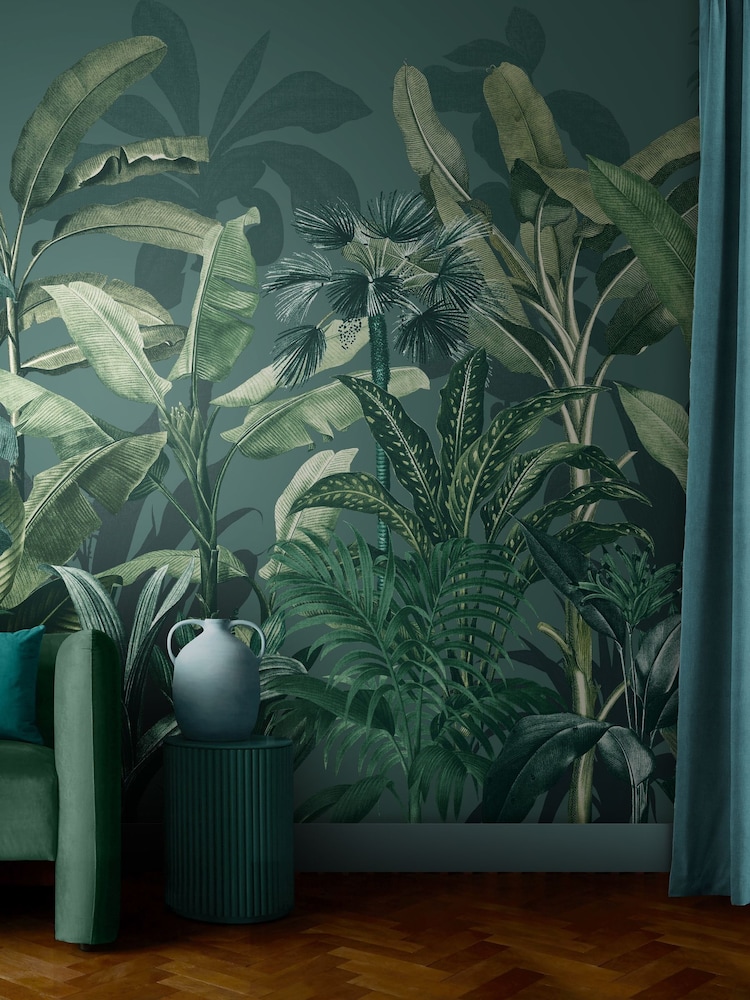 Graham & Brown Teal Congo Fixed 4M Mural - Image 1 of 4