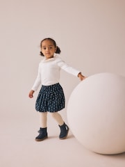 Navy Collared Top with Printed Shorts and Tights Set (3mths-7yrs) - Image 1 of 3