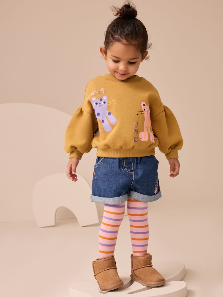 Denim - Animal Sweatshirt and Denim Shorts Set (3mths-7yrs) - Imagen 1 de 4 Denim - Animal Sweatshirt and Denim Shorts Set (3mths-7yrs) - Imagen 1 de 4