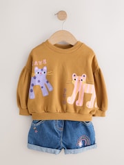 Denim Animal Sweatshirt and Denim Shorts Set (3mths-7yrs) - Image 5 of 10