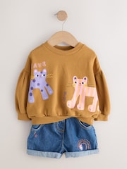 Denim Animal Sweatshirt and Denim Shorts Set (3mths-7yrs) - Image 6 of 10