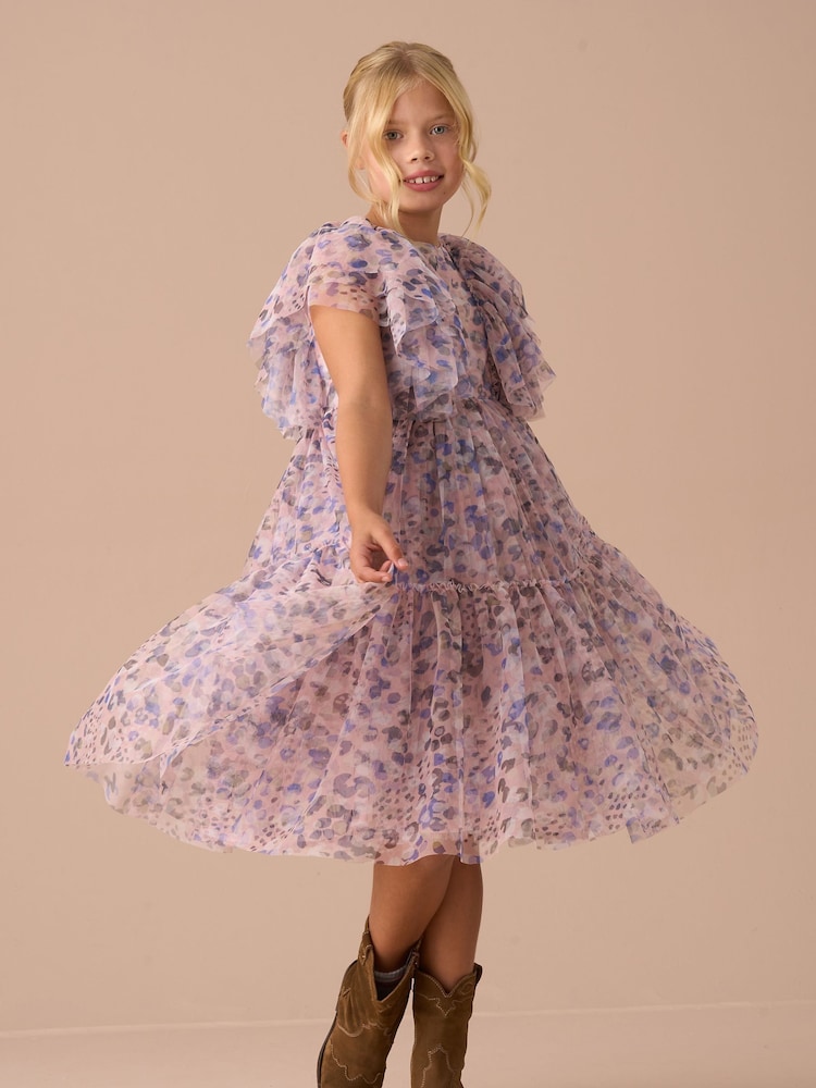 Angel & Rocket Pink Cara Bow Print Mesh Dress - Image 2 of 8