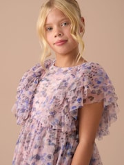 Angel & Rocket Pink Cara Bow Print Mesh Dress - Image 4 of 8