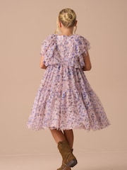 Angel & Rocket Pink Cara Bow Print Mesh Dress - Image 5 of 8