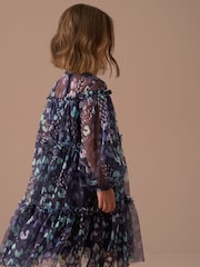 Angel & Rocket Navy Blue Eleanor Floral Print Mesh Dress - Image 2 of 6