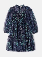 Angel & Rocket Navy Blue Eleanor Floral Print Mesh Dress - Image 5 of 6