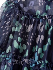 Angel & Rocket Navy Blue Eleanor Floral Print Mesh Dress - Image 6 of 6
