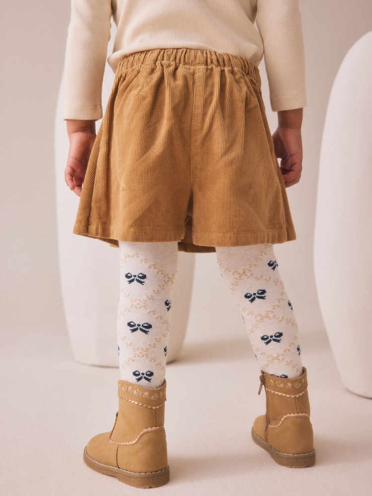 Tan Brown Corduroy Skirt with Bow Tights (3mths-7yrs) - Image 2 of 4