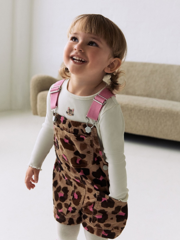 Animal Printed Dungarees with Top and Tights Set (3mths-7yrs) - Image 2 of 16