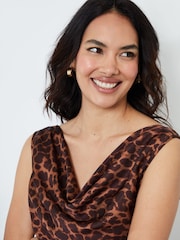 Another Sunday Brown Cowl Neck Satin Cami With Leopard Print - Image 5 of 5