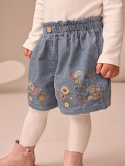 Navy Floral Embroidered Shorts with Tights (3mths-7yrs) - Image 1 of 4