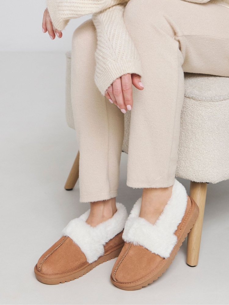 Simply Be Wide Fit Warm Lined Full Back Slippers - Imagen 1 de 4