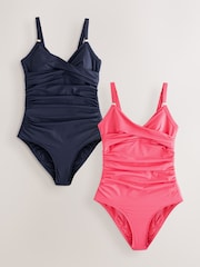 Azul/rosa - Pack de 2 bañadores con efecto vientre plano - Imagen 1 de 5