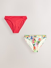 Red/Fruit Print High Leg Bikini Bottoms 2 Pack - Image 1 of 5