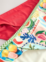 Red/Fruit Print High Leg Bikini Bottoms 2 Pack - Image 4 of 5