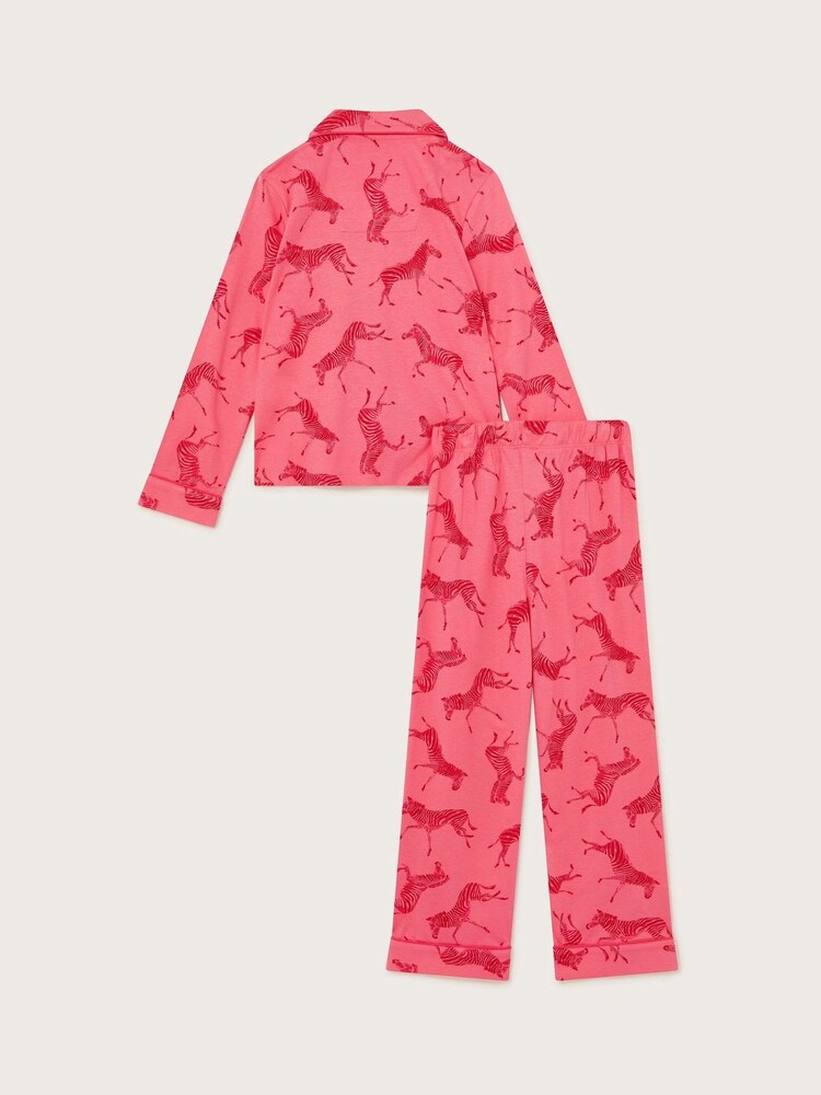Monsoon Pink Long Sleeve Zebra Print Pyjamas Set - Image 2 of 3 Monsoon Pink Long Sleeve Zebra Print Pyjamas Set - Image 2 of 3