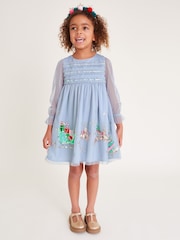 Monsoon Blue Sequin Christmas Scene Trapeze Dress - Image 1 of 4