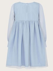 Monsoon Blue Sequin Christmas Scene Trapeze Dress - Image 3 of 4