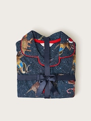 Monsoon Blue Christmas Dinosaur Print 100% Cotton Pyjama Set - Image 3 of 3