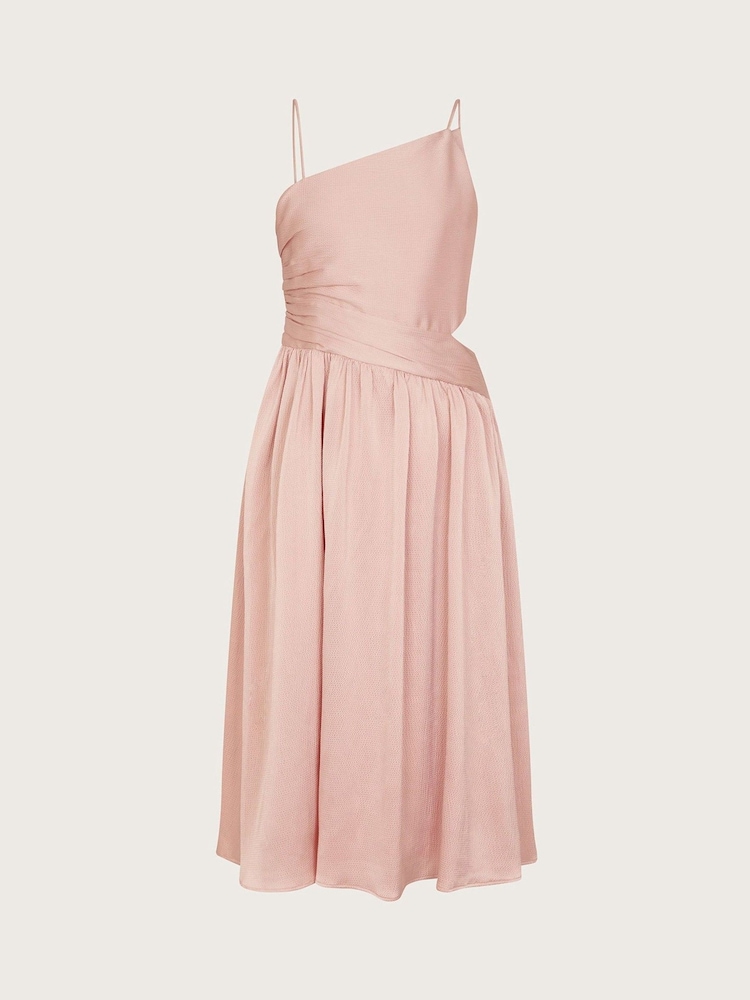 Monsoon Pink Satin Cut-Out Prom Dress - Image 1 of 3